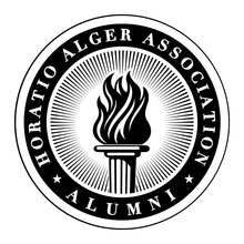 Load image into Gallery viewer, Stemless Tall Wine Glass - Horatio Alger Association Alumni Medallion
